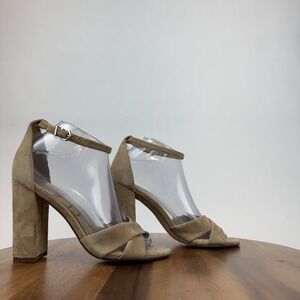New Womens Sam Edelman Yancy Tan‎ Suede Open Toe Heels Sandals Shoes Size 7 M